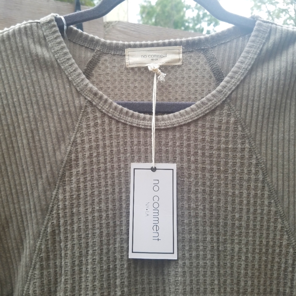 No Comment Waffle Thermal Detail Long Sleeve Tee S